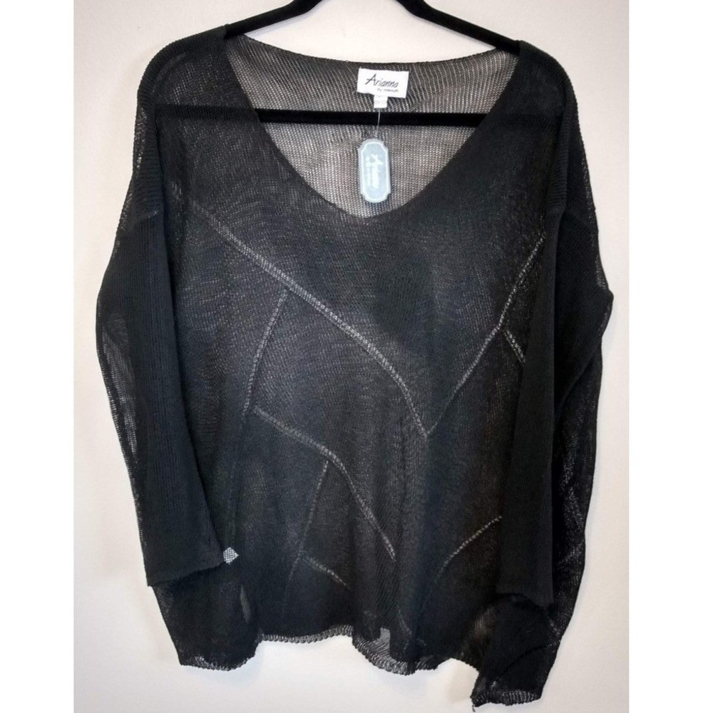 BOHO Black Diamond Mesh Knit Chic Oversized Lightweight Sweater Whimsigoth